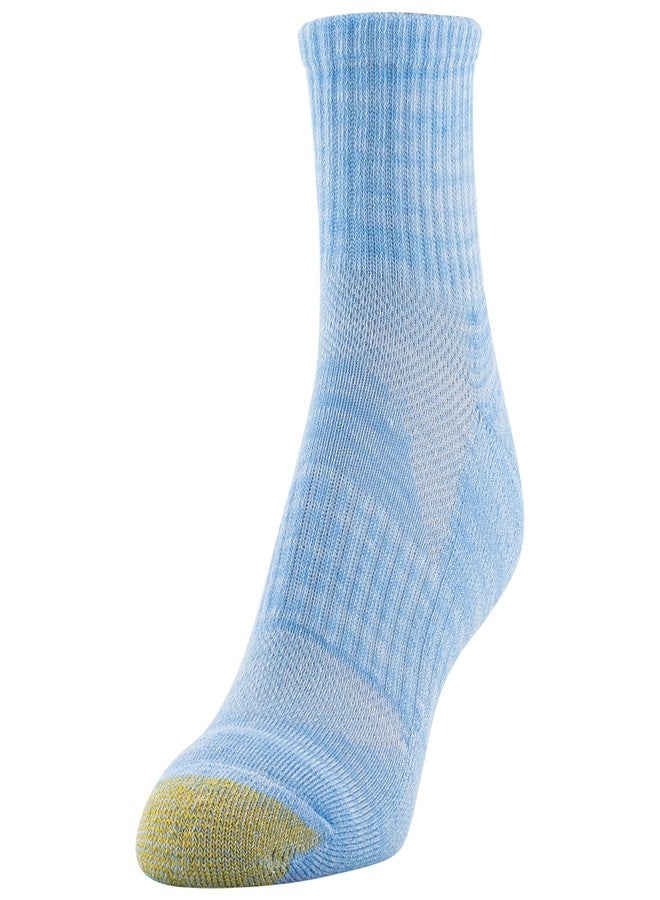 GOLDTOE جوارب رياضية نسائية من جولد تو، نصف مبطنة، ربعية، مع شبكة، 6 أزواج، ألوان متنوعة أبيض/أزرق فاتح، مقاس الحذاء: 6-9 - Image 2
